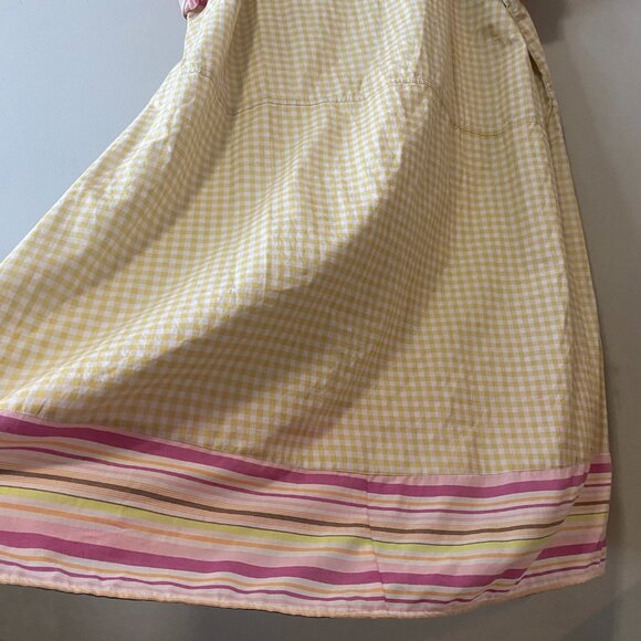 Handmade Plus Size Cotton Viscose Yellow White Gingham Pink Stripes Dress - Picture 5 of 12
